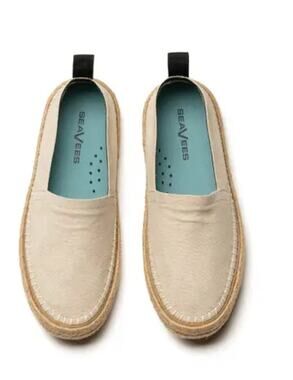 SeaVees Avalon A-Line Espadrilles 8.5 NWOT Tan Beige Flats Travel Beach Resort